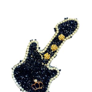 Апликация китара с камъни с лепило 5.5 см х 11 см.