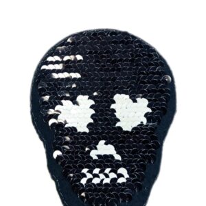 Апликация череп с двулицеви пайети white/black – 8 см х 10 см с лепило