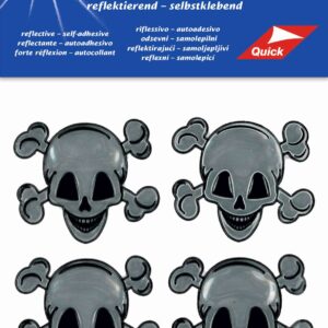 Самозалепващи се рефлекси фолиеви стикери – skull, Kleiber, 61176, 4 х 5 см, сребрист