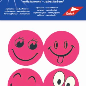 Самозалепващи се рефлекси фолиеви стикери – Funny Faces 61188, 4.5 см, розов