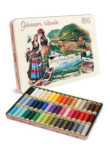 Комплект конци в метална кутия Nostalgic, 48 макари Sew-all 100 м, 640954, Gütermann