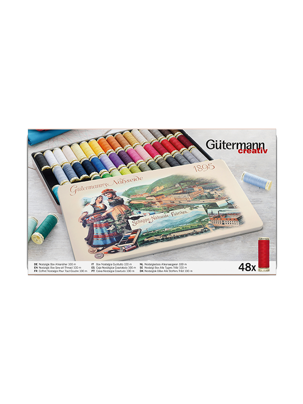 Комплект конци в метална кутия Nostalgic, 48 макари Sew-all 100 м, 640954, Gütermann 4 Комплект конци в метална кутия Nostalgic, 48 макари Sew-all 100 м, 640954, Gütermann - Image 4