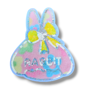 Апликация Rabbit с пайети и пух, 20 х 17см, за пришиване