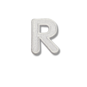 Апликация буква R бяла, 4.5 х 3 см, с лепило