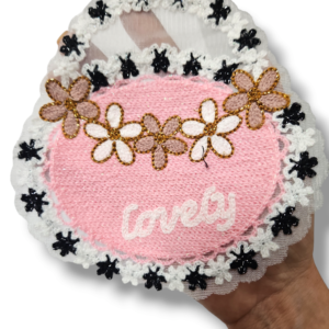 Апликация Чанта Lovely с цветя, плетена – 16 х 15 см, за пришиване
