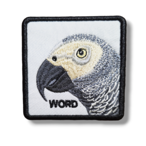 Апликация ПАПАГАЛ WORD, 7×7 см, за прешиване